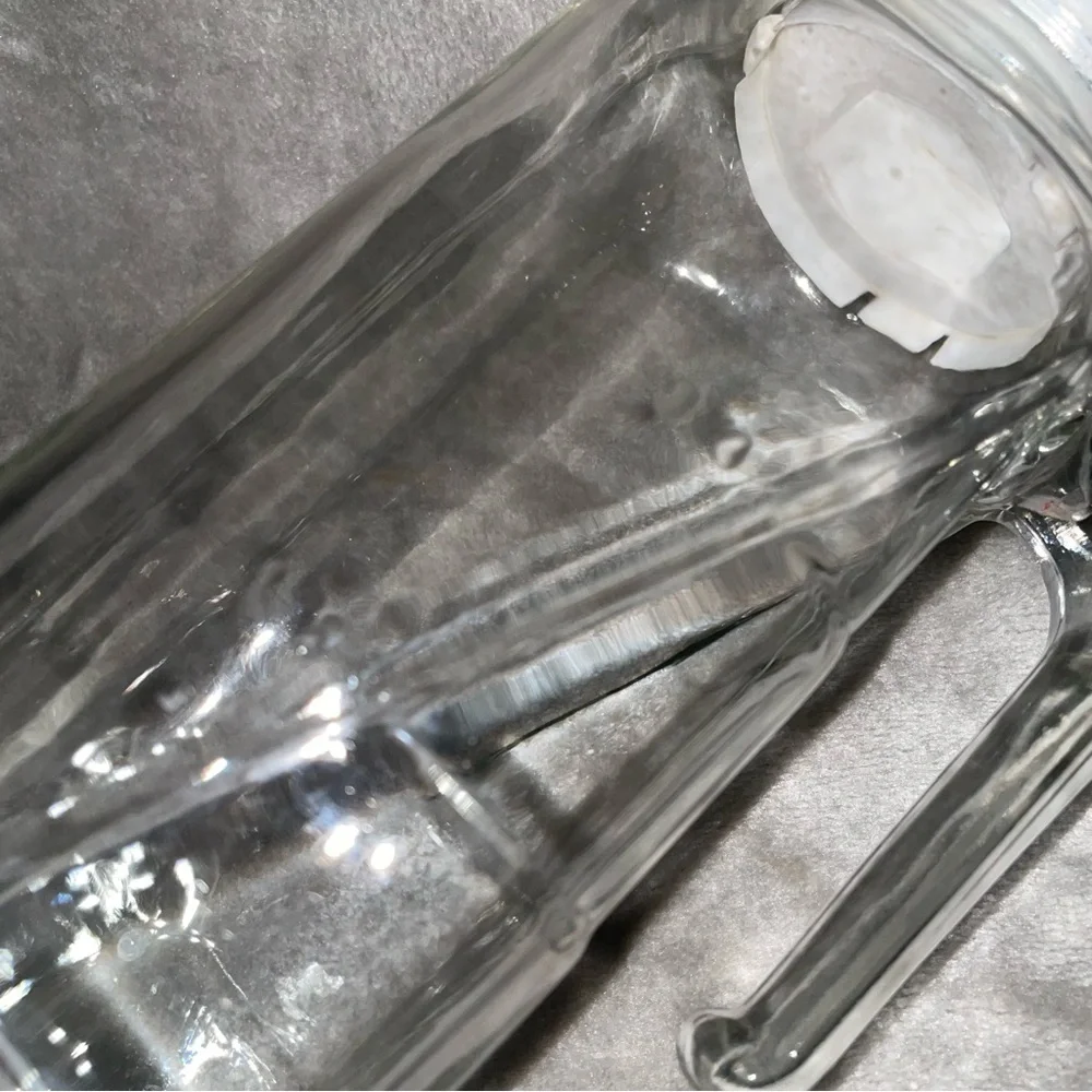 Vintage Frigorello Thick Glass Pitcher w/ White Lid Square Kitchen Décor